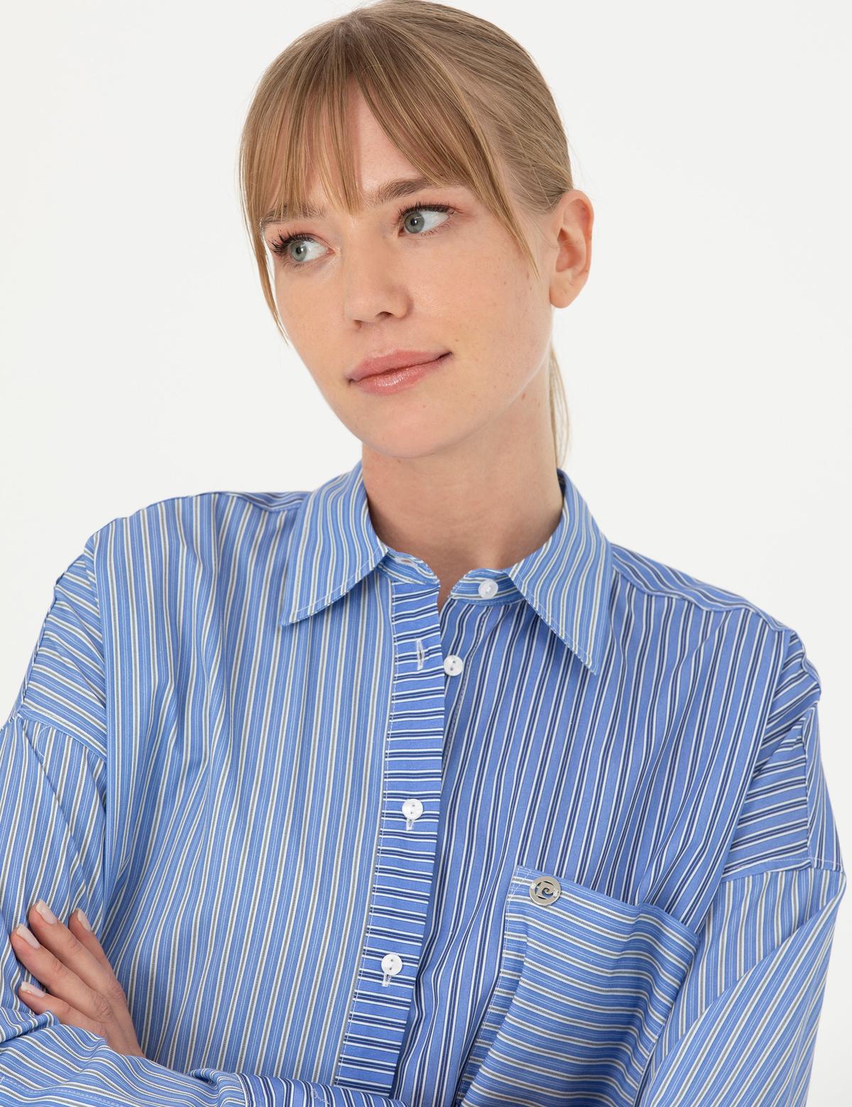 Mavi Oversize Uzun Kollu Gömlek - 50273148001