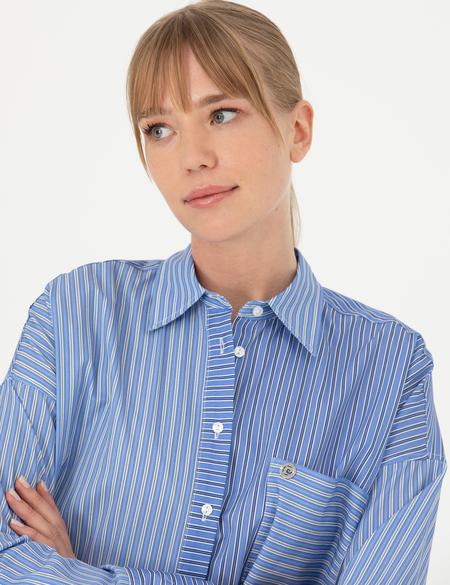 Mavi Oversize Uzun Kollu Gömlek - 50273148001