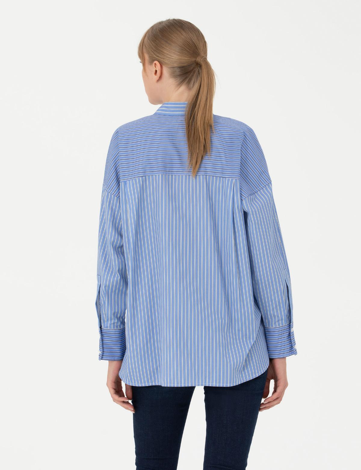 Mavi Oversize Uzun Kollu Gömlek - 50273148001