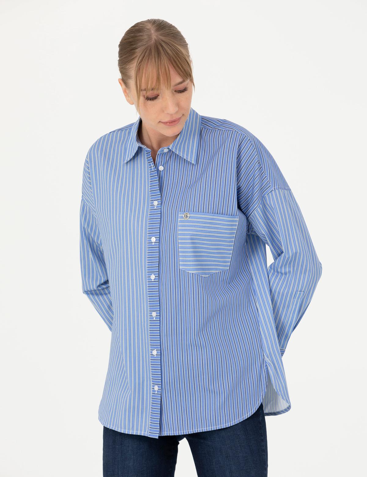 Mavi Oversize Uzun Kollu Gömlek - 50273148001