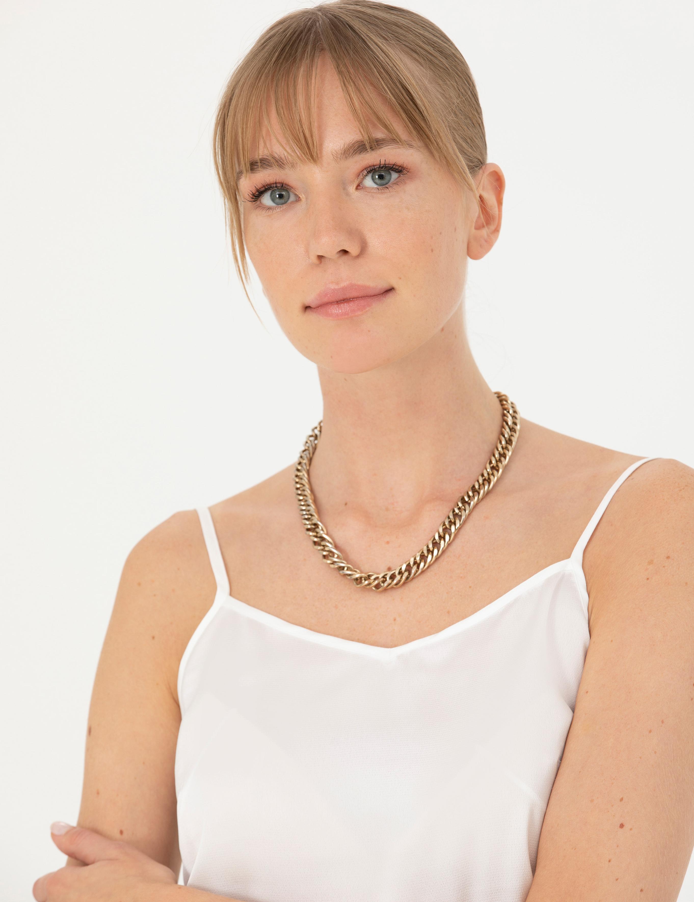 Ekru Saten Regular Fit Bluz