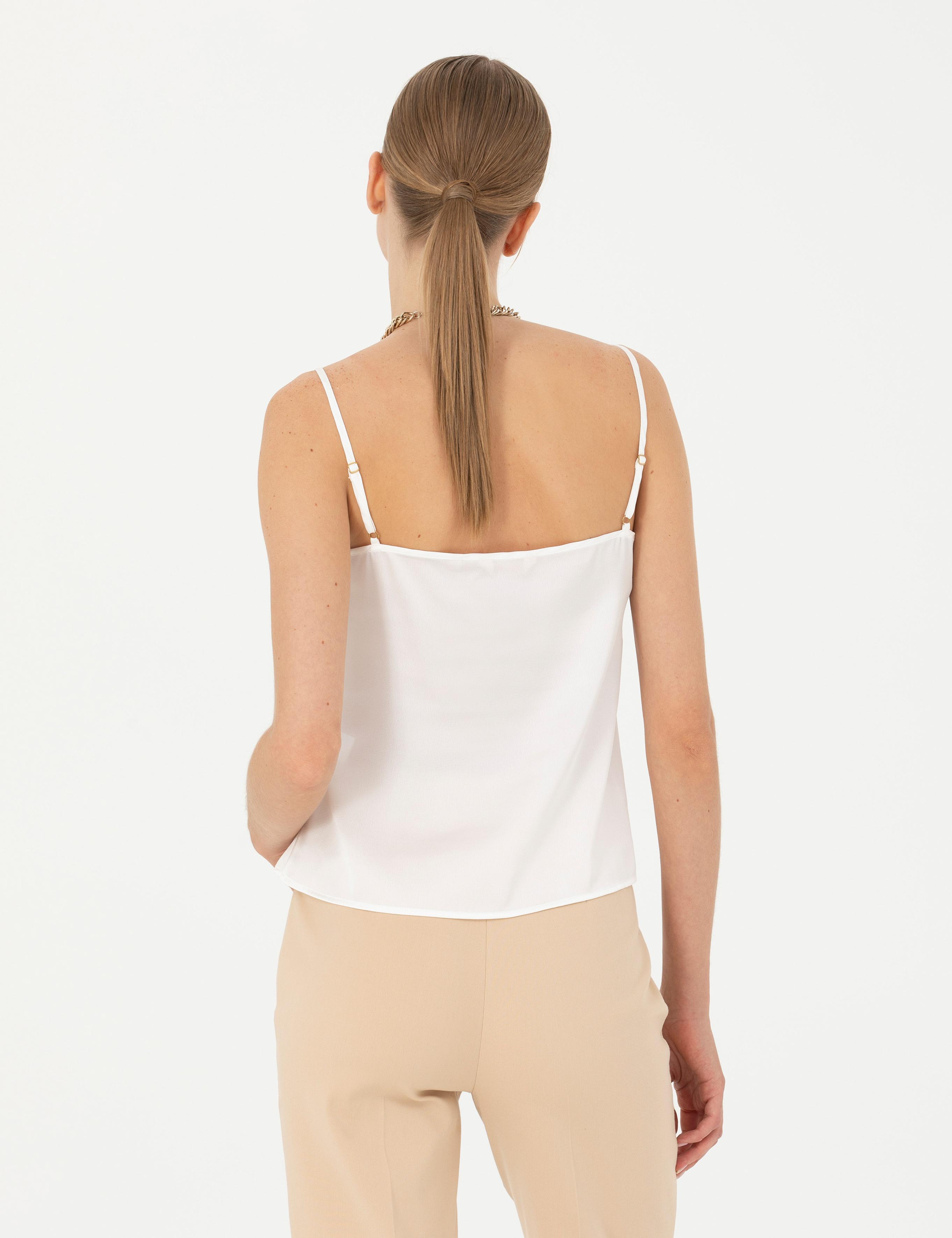 Ekru Saten Regular Fit Bluz