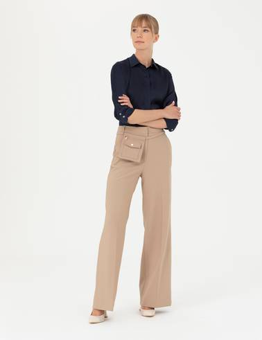 Lacivert Comfort Fit Saten Gömlek