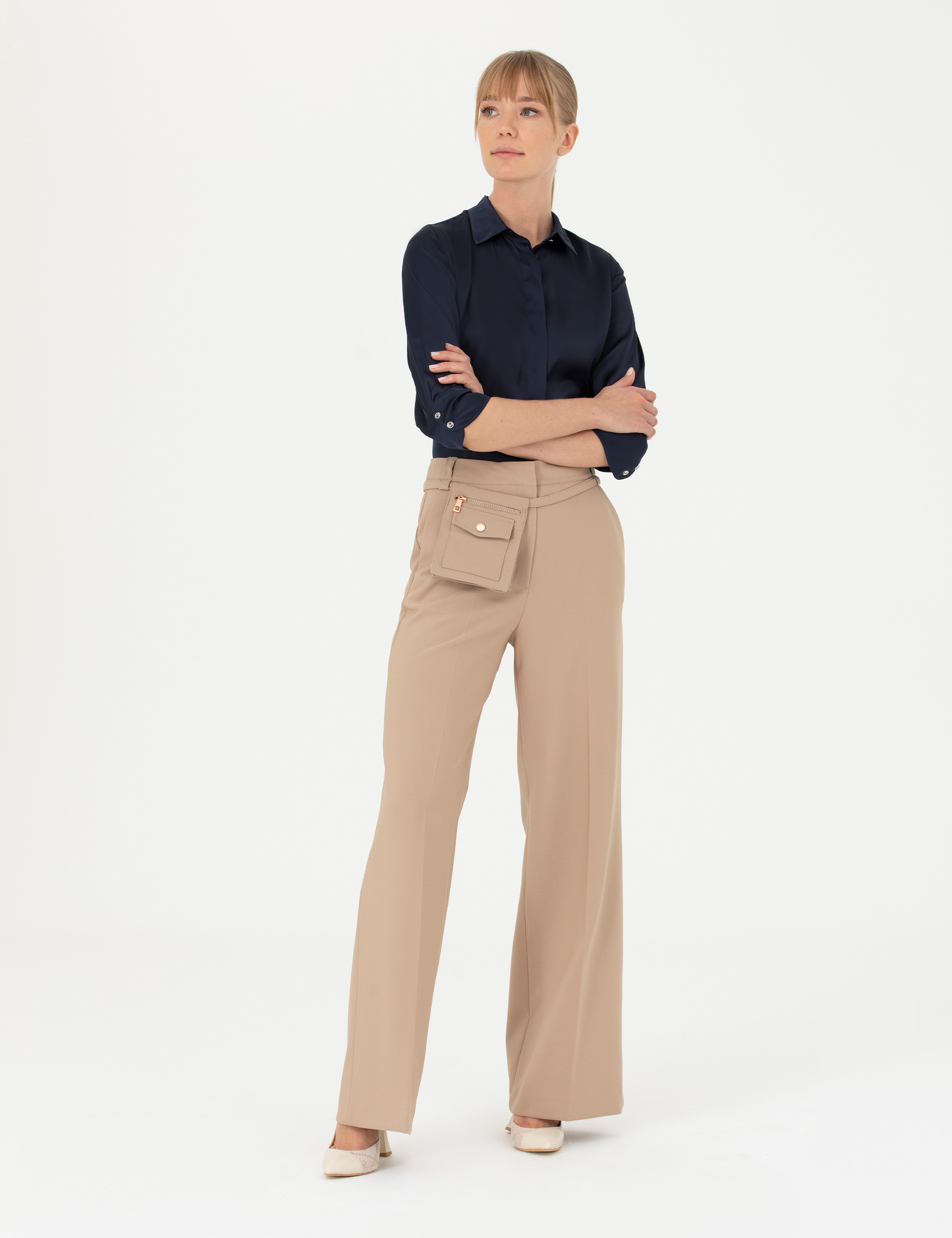 Lacivert Comfort Fit Saten Gömlek