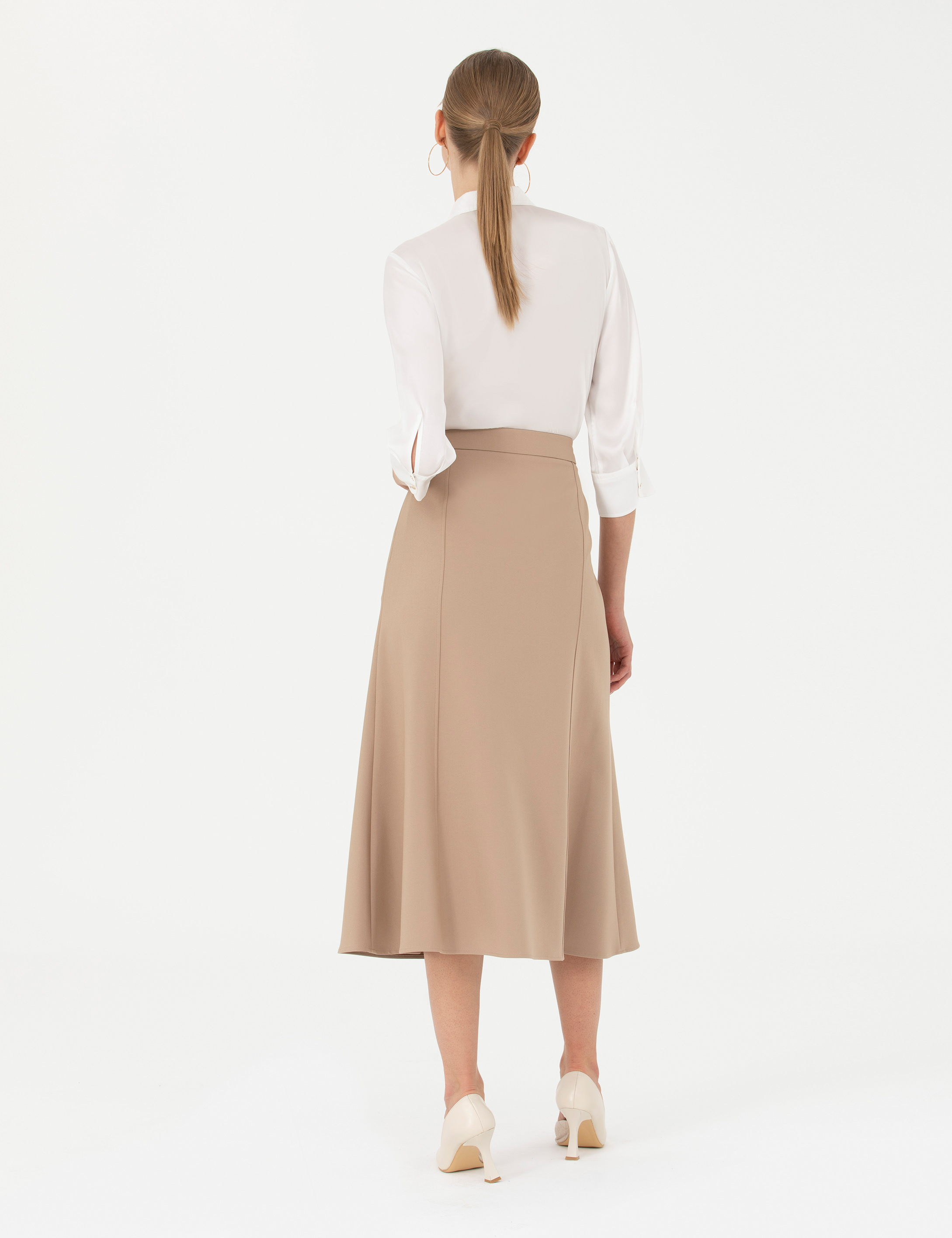 Pierre Cardin Bej Dokuma Etek görsel 4