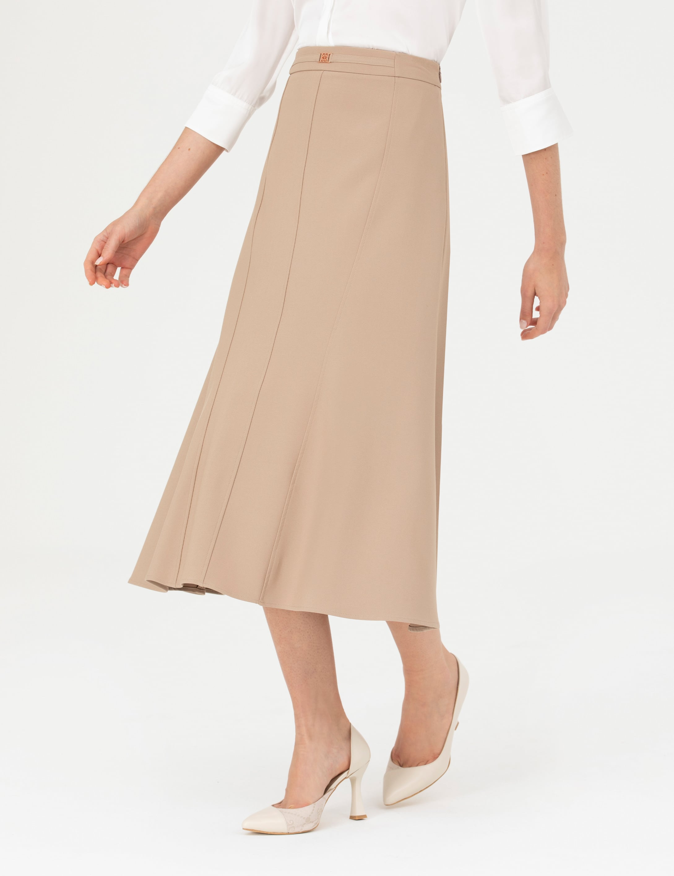 Pierre Cardin Bej Dokuma Etek görsel 2