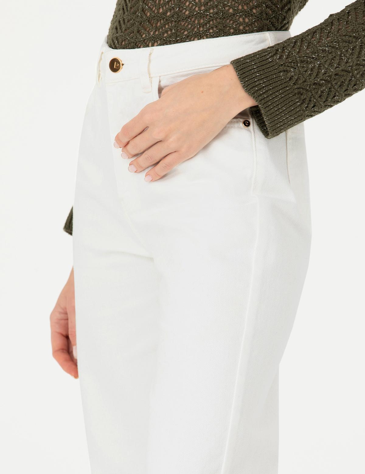 Beyaz High Waist Flare Fit Jean Pantolon - 50273785010