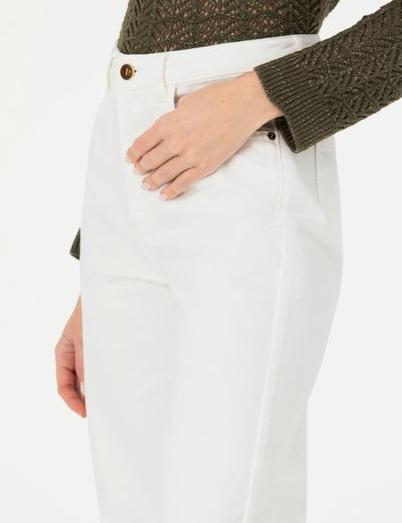 Beyaz High Waist Flare Fit Jean Pantolon - 50273785010