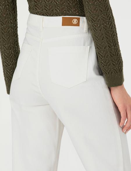 Beyaz High Waist Flare Fit Jean Pantolon - 50273785010