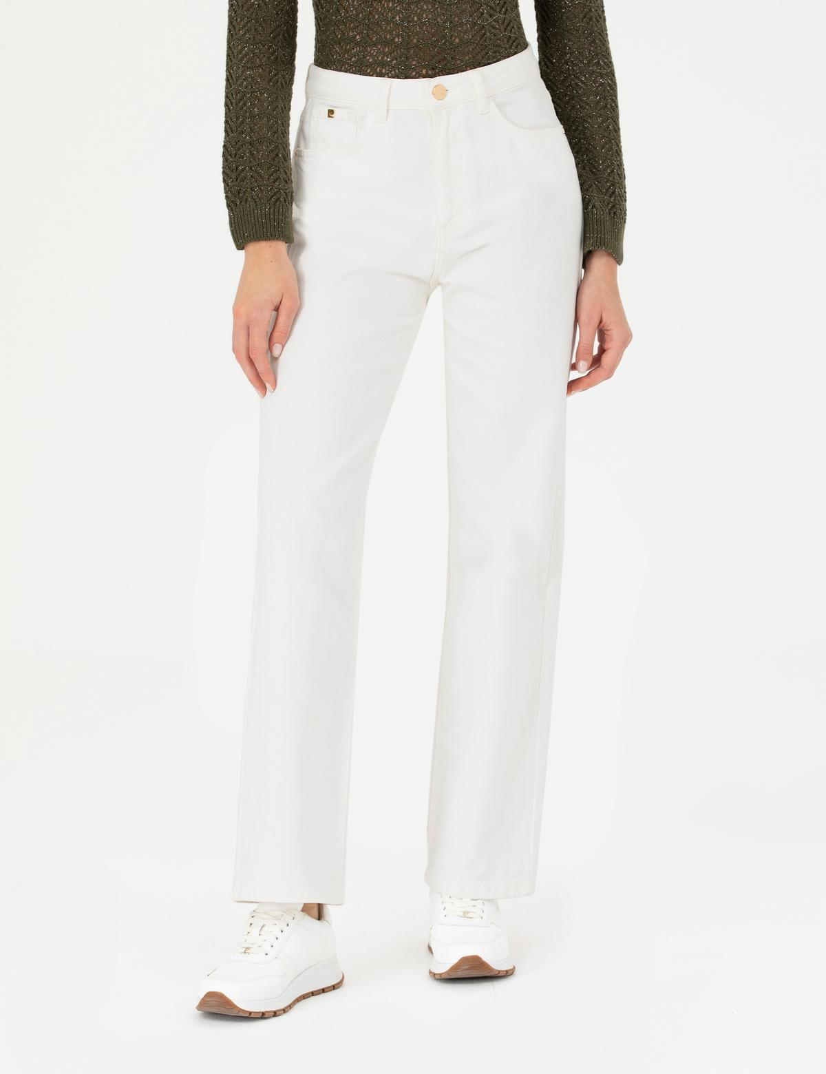 Beyaz High Waist Flare Fit Jean Pantolon - 50273785010