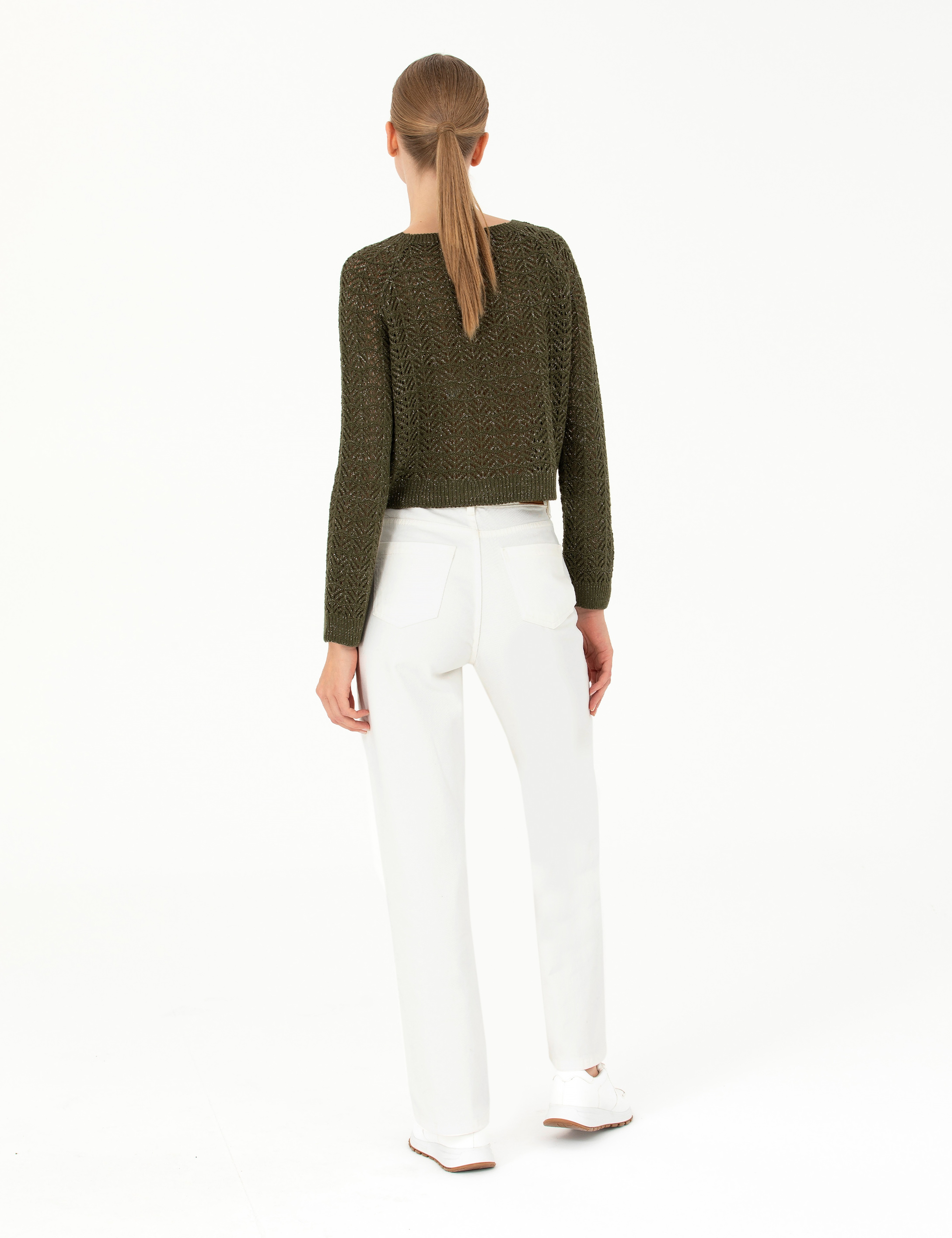 Beyaz High Waist Flare Fit Jean Pantolon