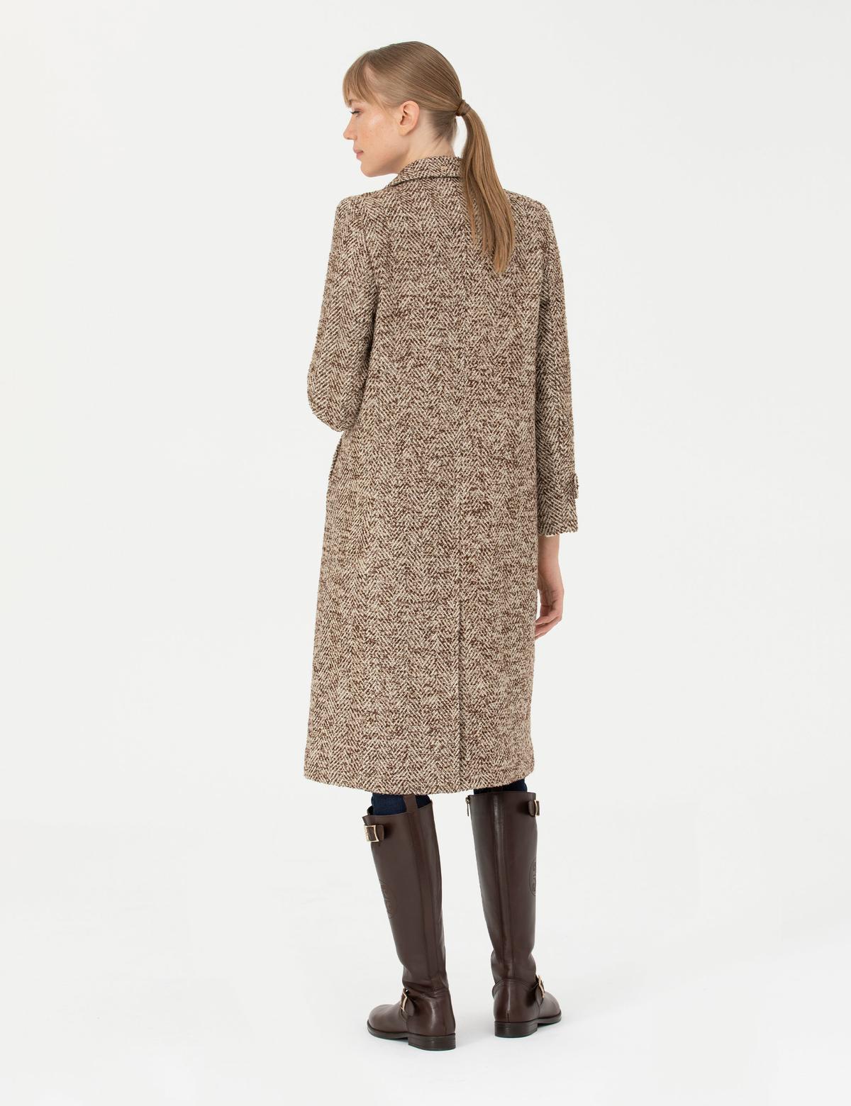 Kahverengi Kaşe Kaban - 50272211013