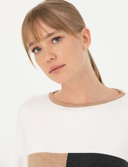 Çok Renkli Oversize Bisiklet Yaka Kazak - 50276223015
