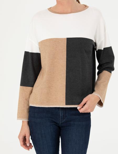 Çok Renkli Oversize Bisiklet Yaka Kazak - 50276223015