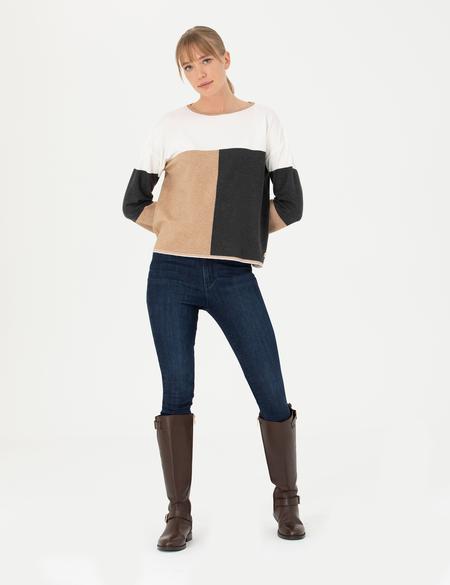 Çok Renkli Oversize Bisiklet Yaka Kazak - 50276223015