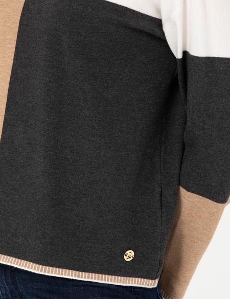 Çok Renkli Oversize Bisiklet Yaka Kazak - 50276223015