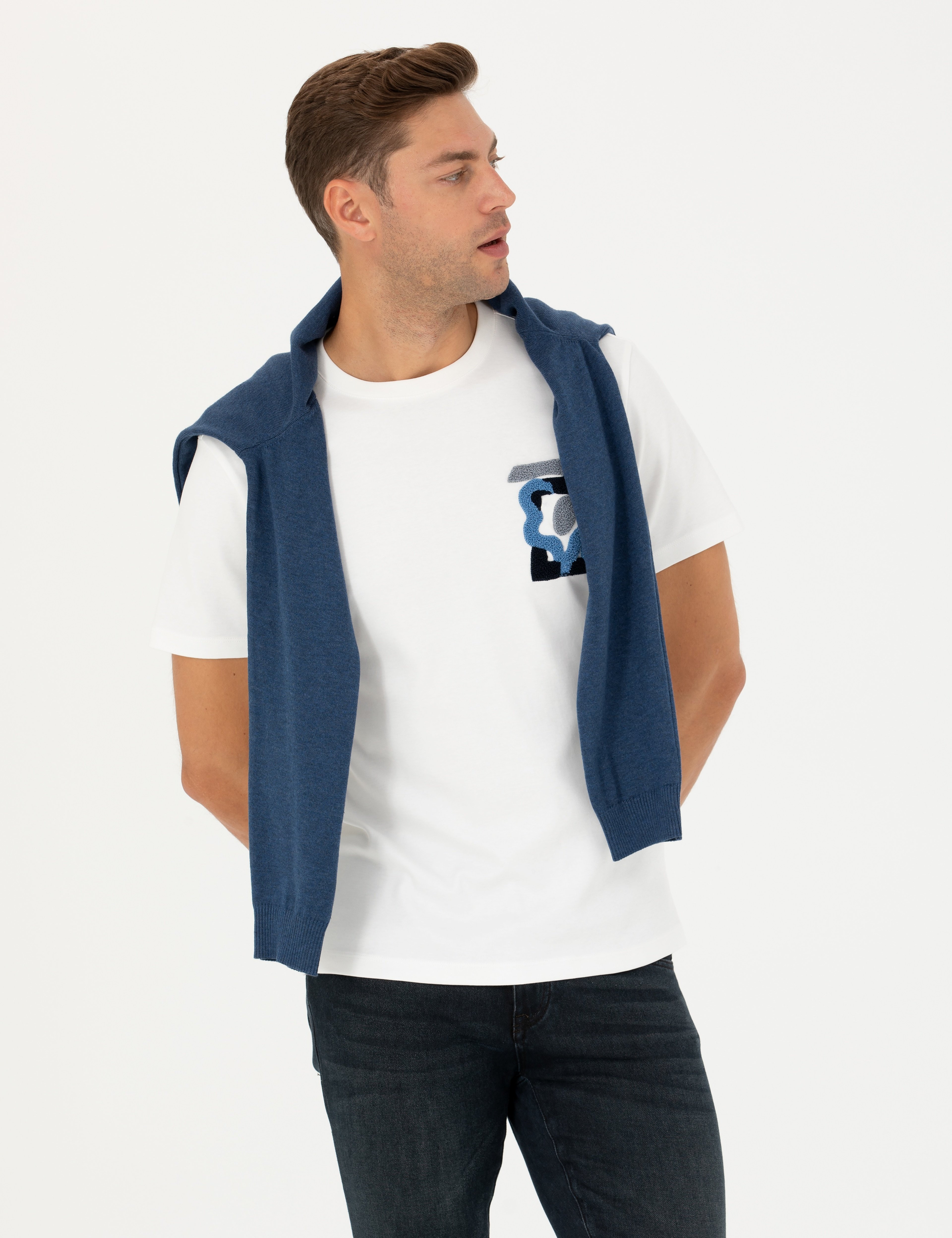 Ekru Regular Fit Tişört - Image 2