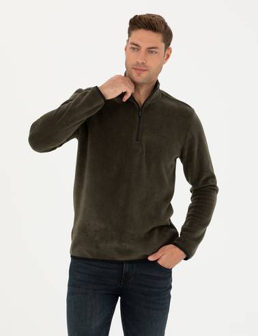 Koyu Haki Regular Fit Sweatshirt