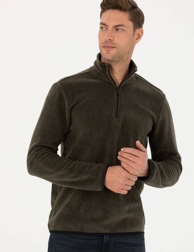 Koyu Haki Regular Fit Sweatshirt