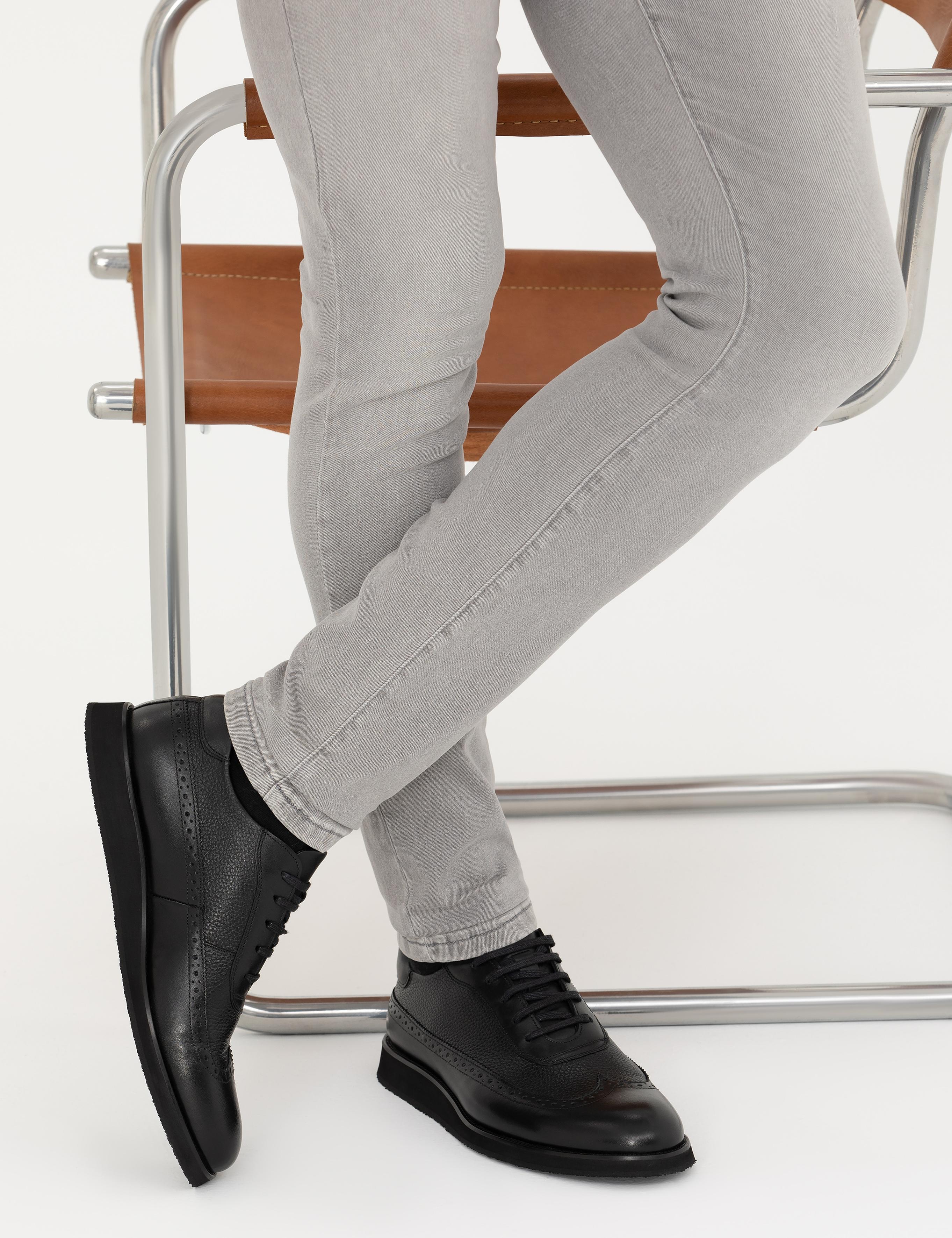 Siyah %100 Deri Casual Ayakkabı