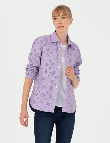 Eflatun Comfort Fit Uzun Kollu Gömlek