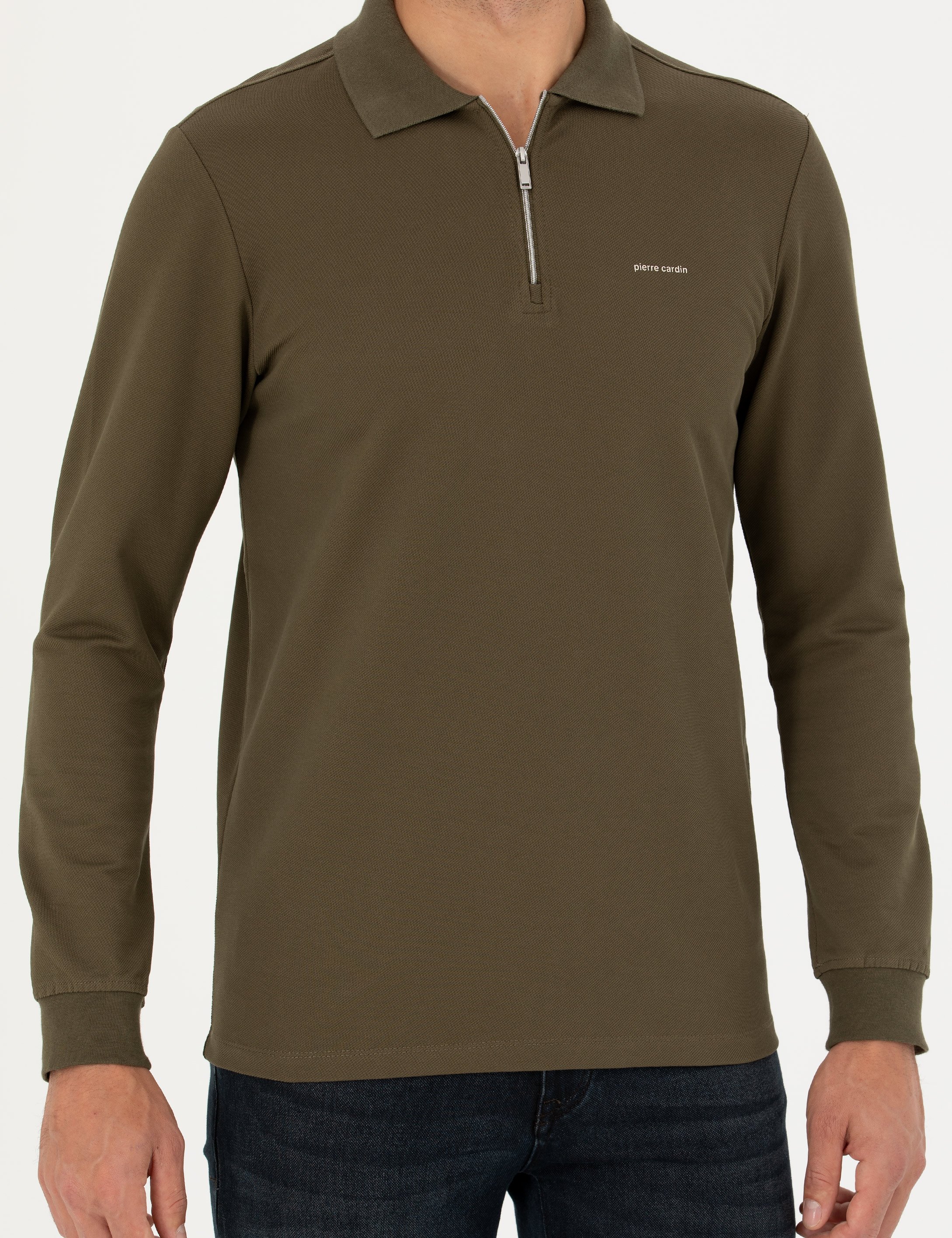 Pierre Cardin Koyu Haki Regular Fit Sweatshirt görsel 7