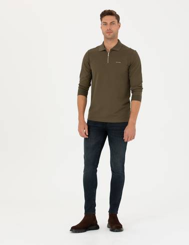 Koyu Haki Regular Fit Sweatshirt