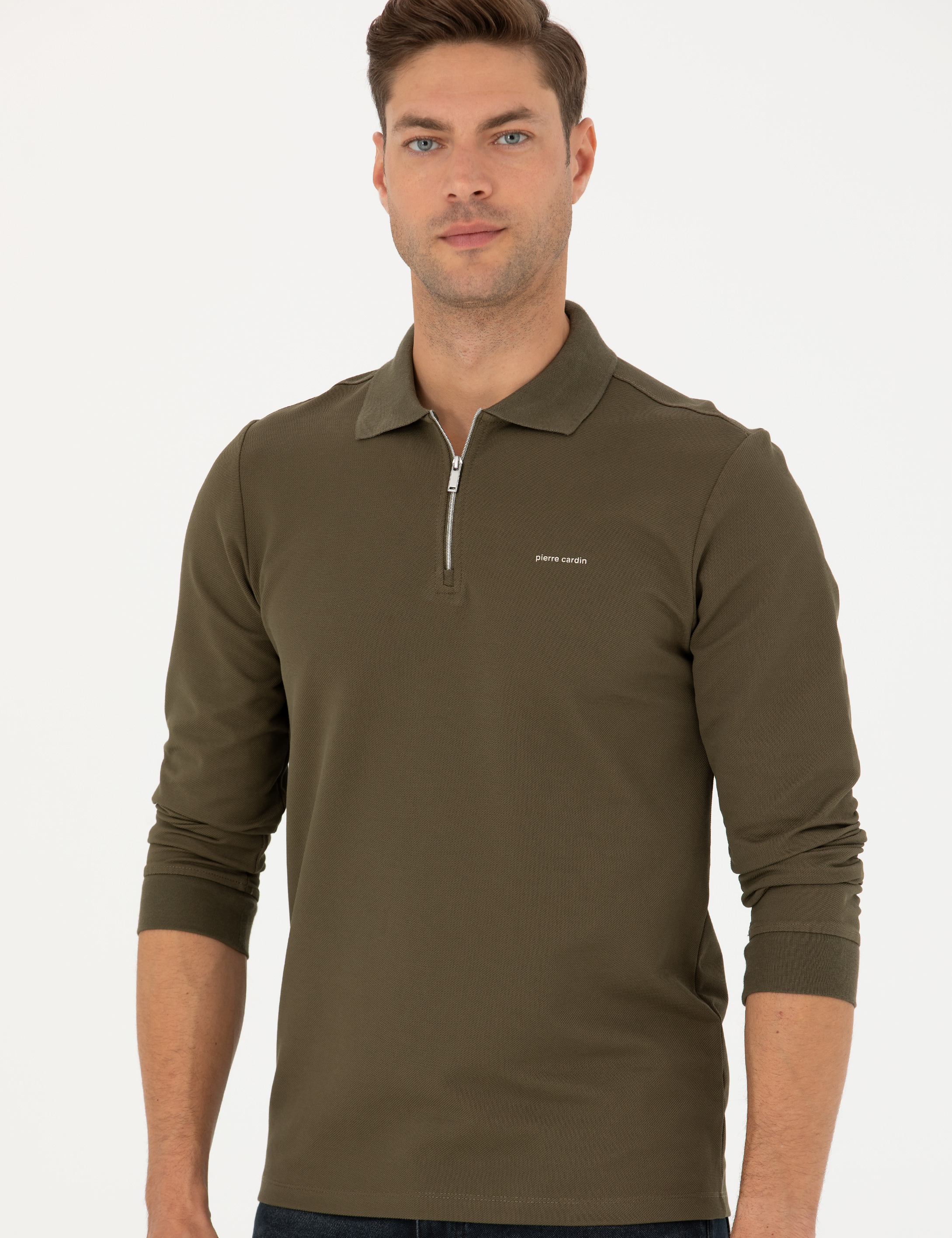 Pierre Cardin Koyu Haki Regular Fit Sweatshirt görsel 3
