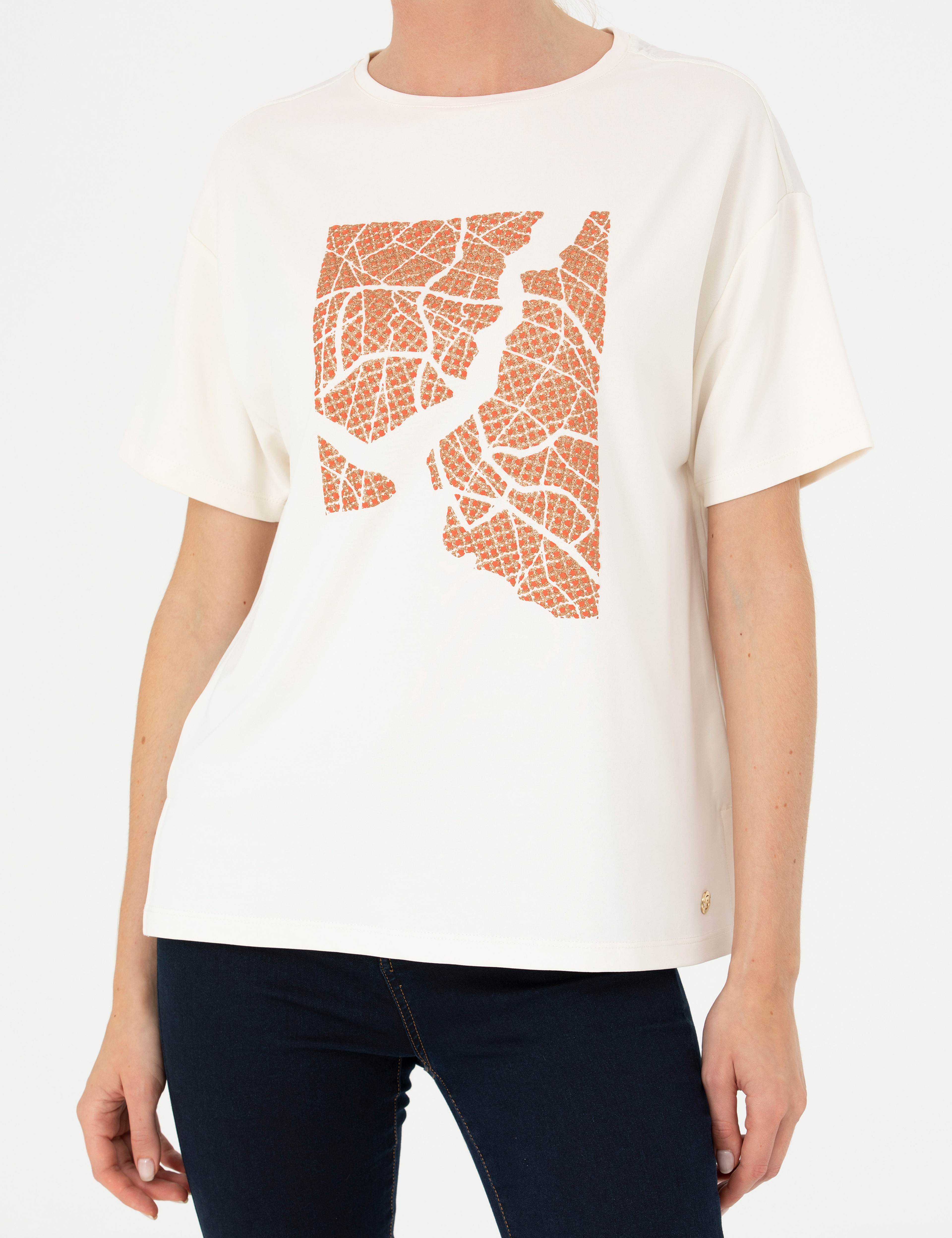 Krem Comfort Fit Tişört - Image 6