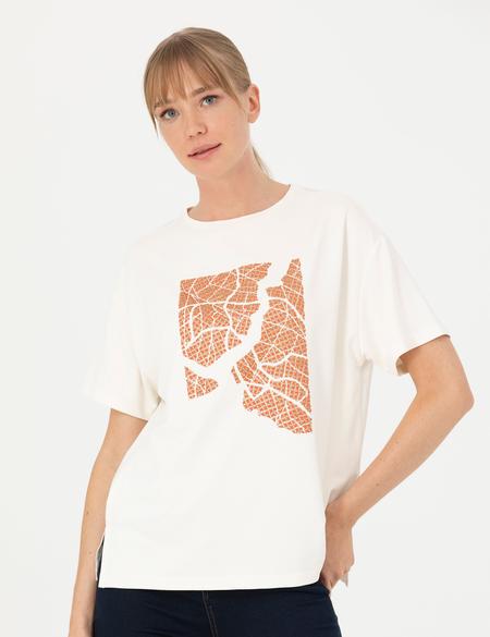 Krem Comfort Fit Tişört - 50273463017