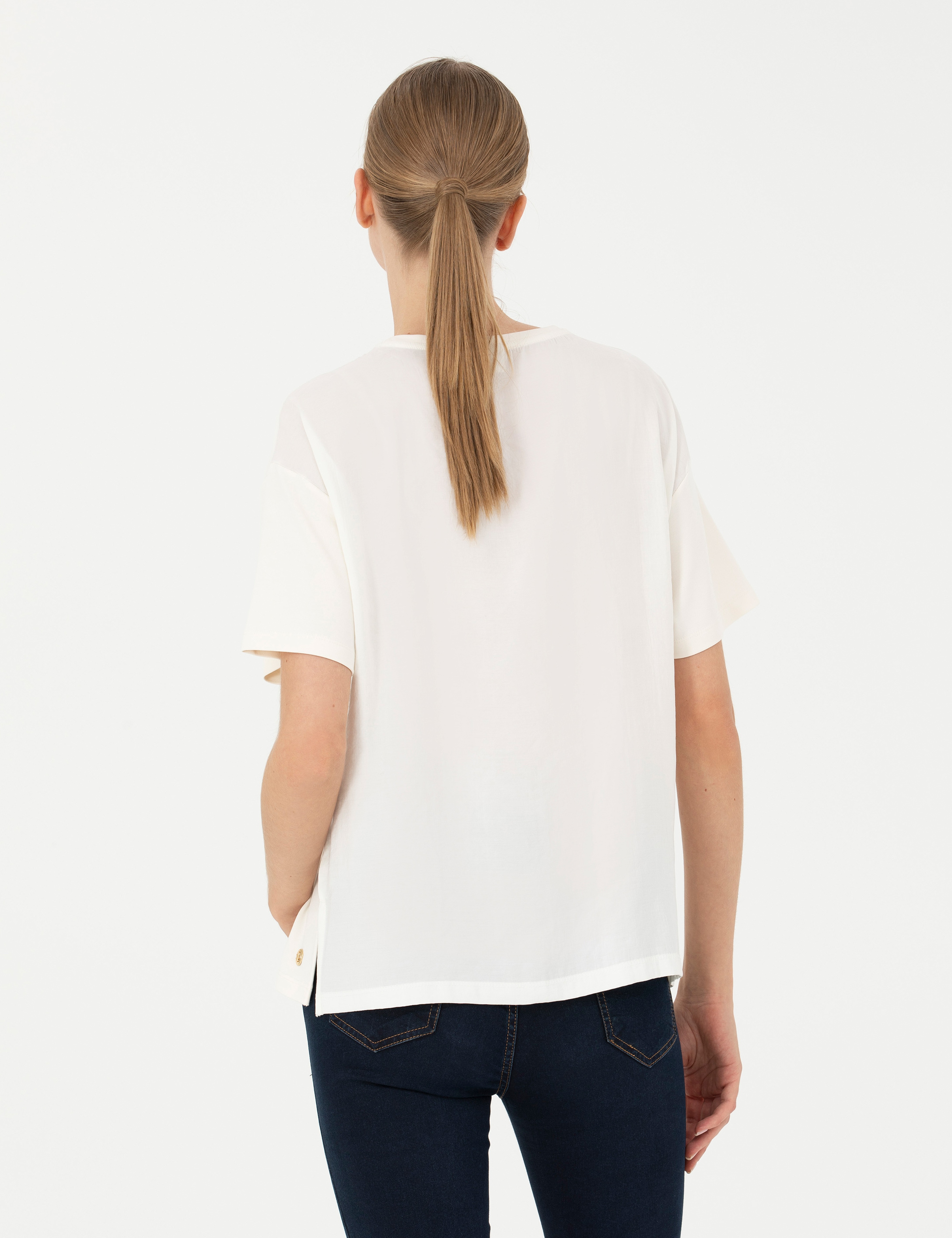 Krem Comfort Fit Tişört