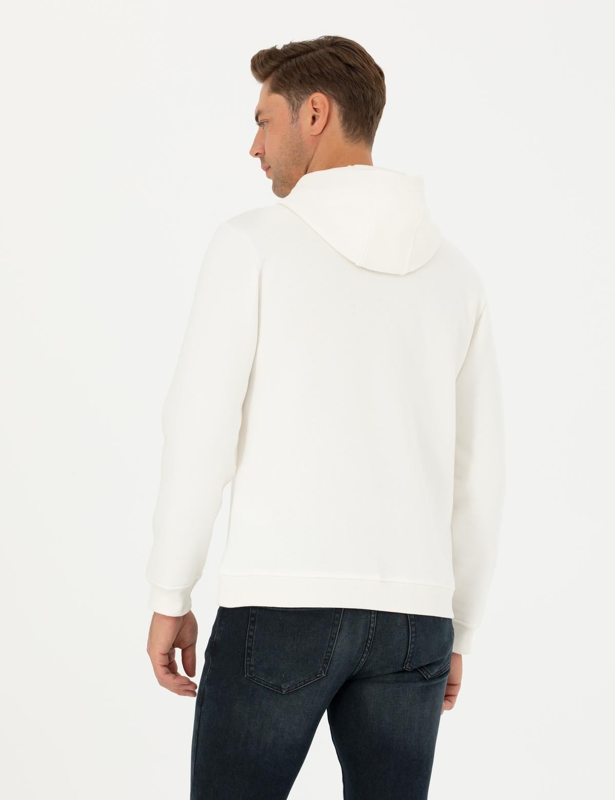 Ekru Regular Fit Kapüşonlu Sweatshirt - 50277242001