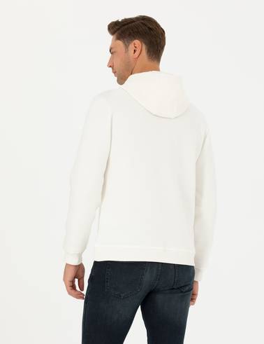 Ekru Regular Fit Kapüşonlu Sweatshirt