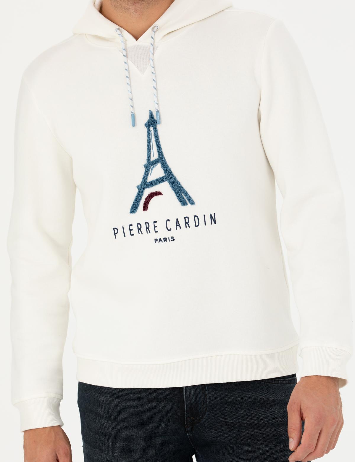 Ekru Regular Fit Kapüşonlu Sweatshirt - 50277242001