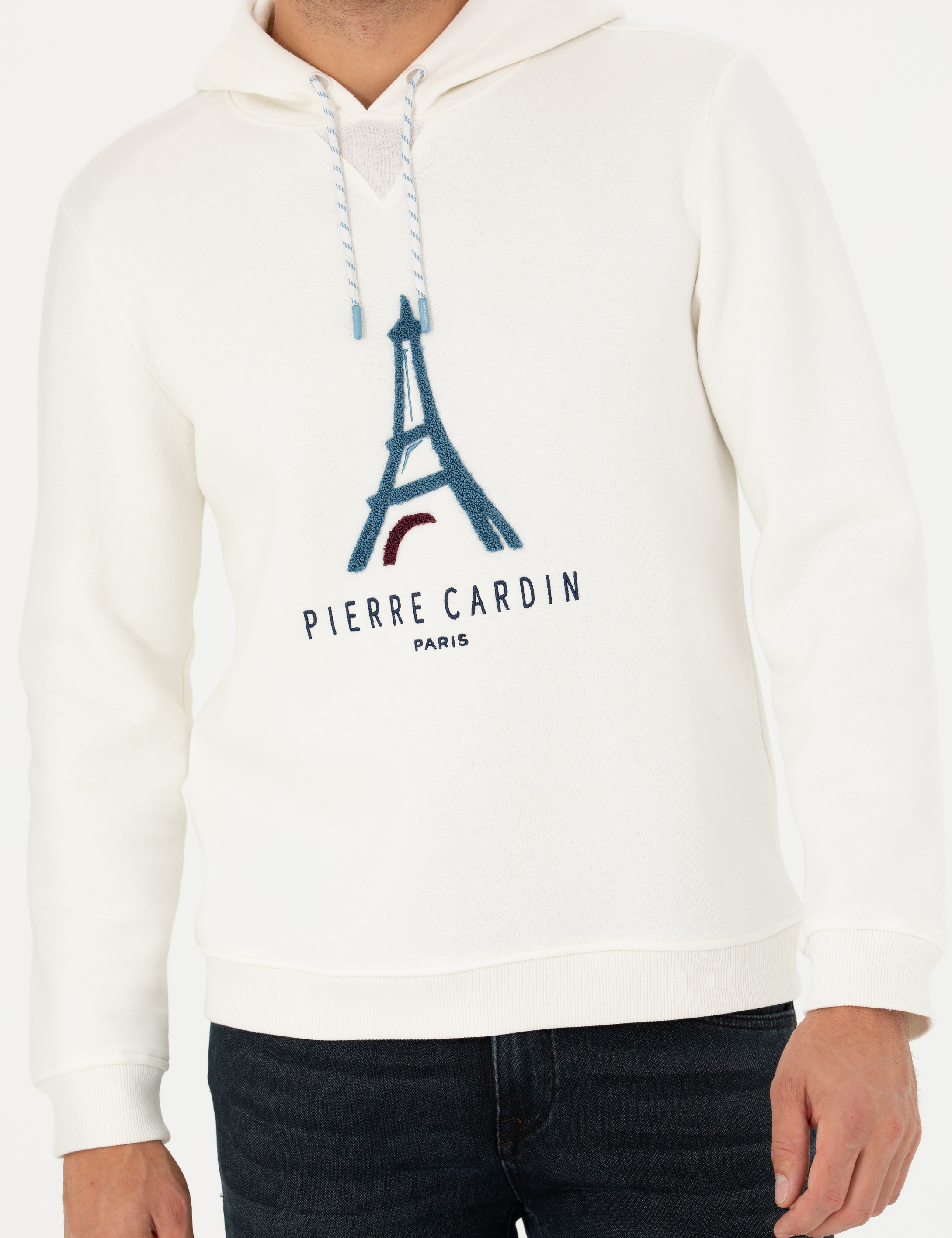 Ekru Regular Fit Kapüşonlu Sweatshirt