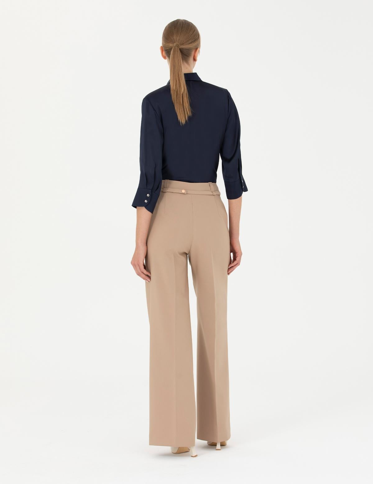 Bej Palazzo Kumaş Pantolon - 50273084027