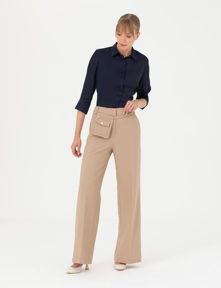 Bej Palazzo Kumaş Pantolon - 50273084027