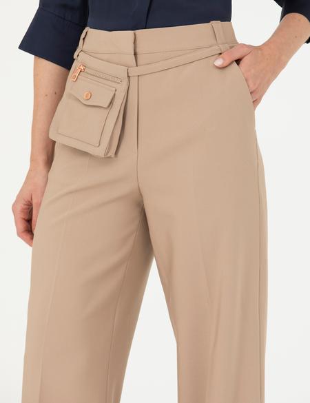 Bej Palazzo Kumaş Pantolon - 50273084027