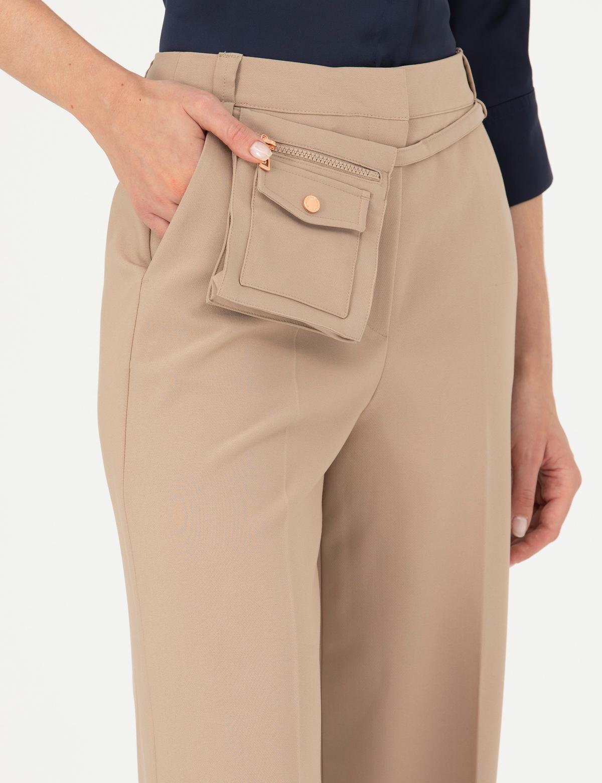 Bej Palazzo Kumaş Pantolon - 50273084027