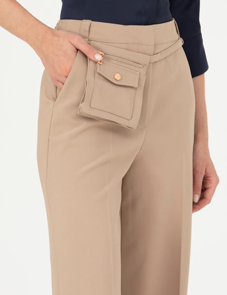 Bej Palazzo Kumaş Pantolon - 50273084027