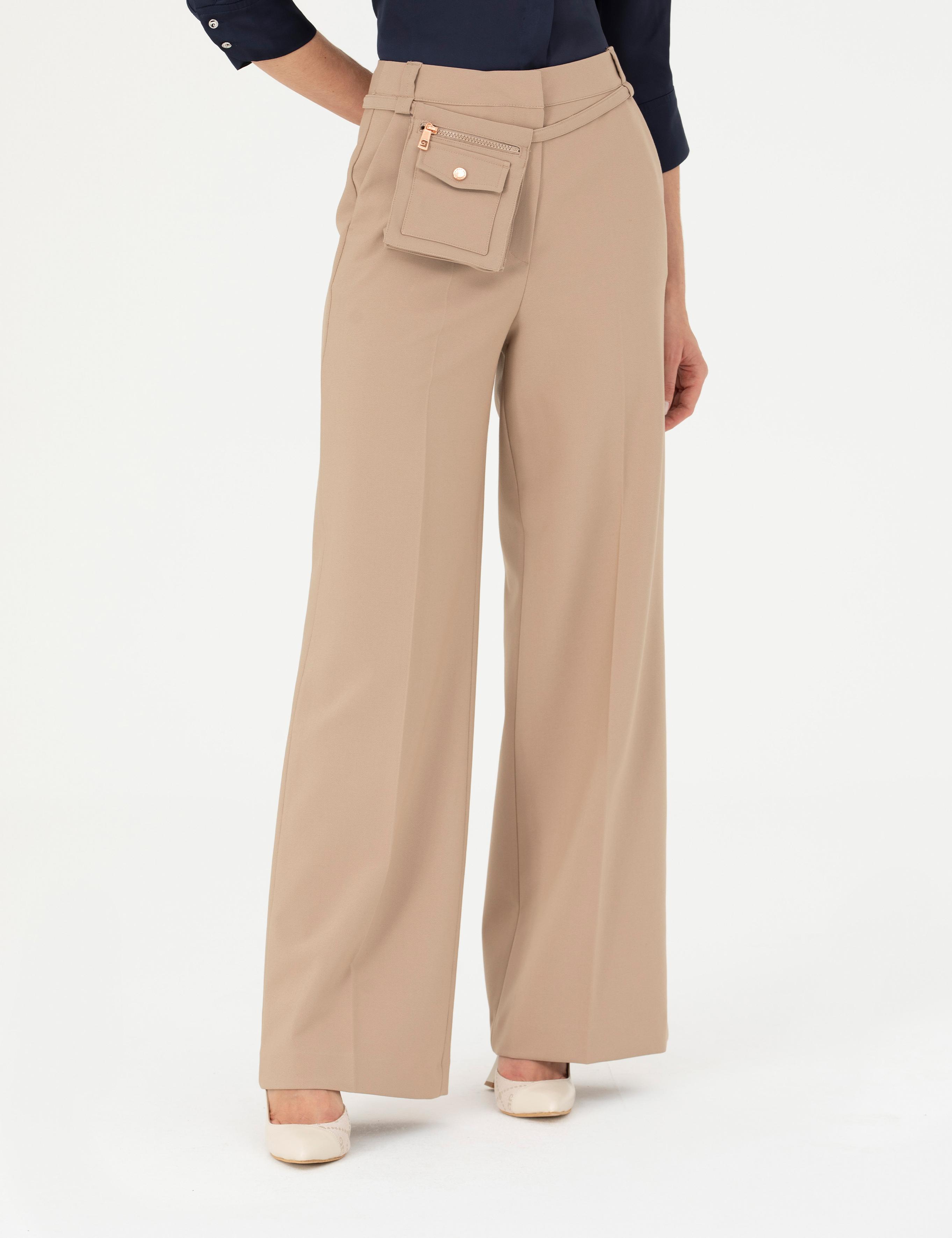 Bej Palazzo Kumaş Pantolon