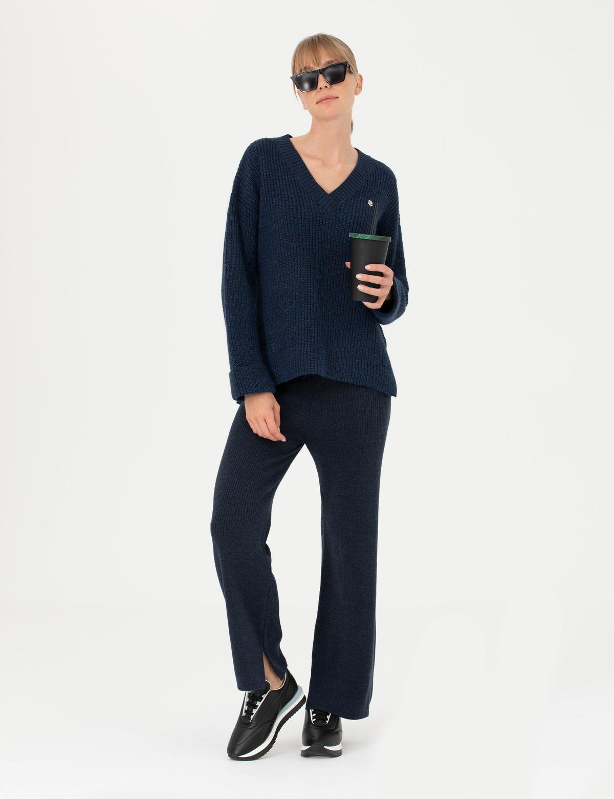 Lacivert Oversize V Yaka Kazak - 50276257010