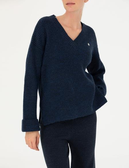 Lacivert Oversize V Yaka Kazak - 50276257010