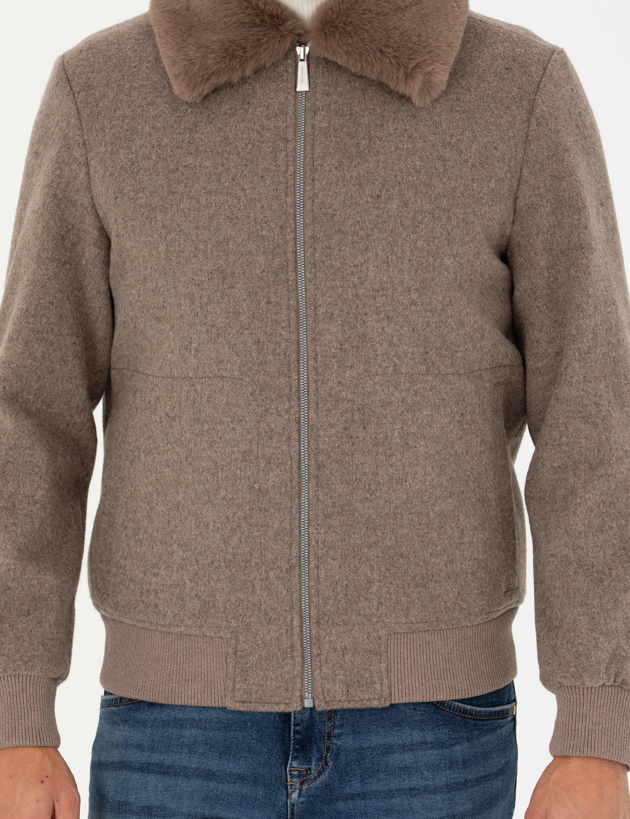 Pierre Cardin Bej Kaşe Mont görsel 6