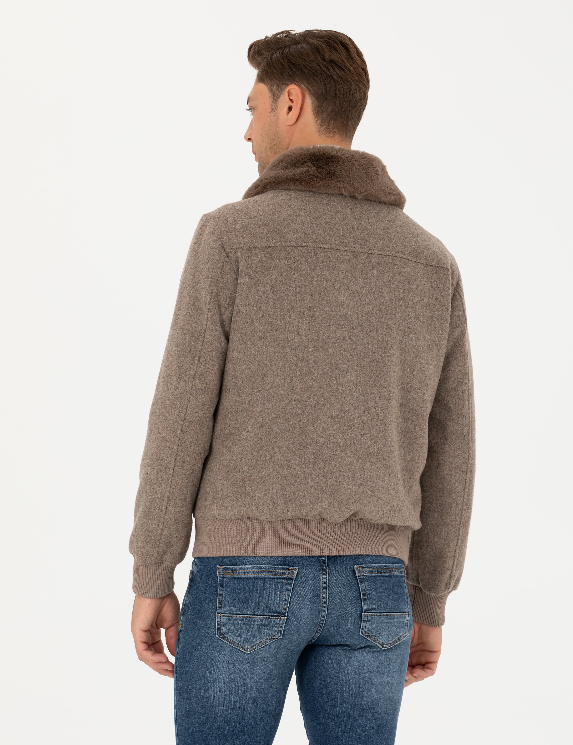Pierre Cardin Bej Kaşe Mont görsel 5