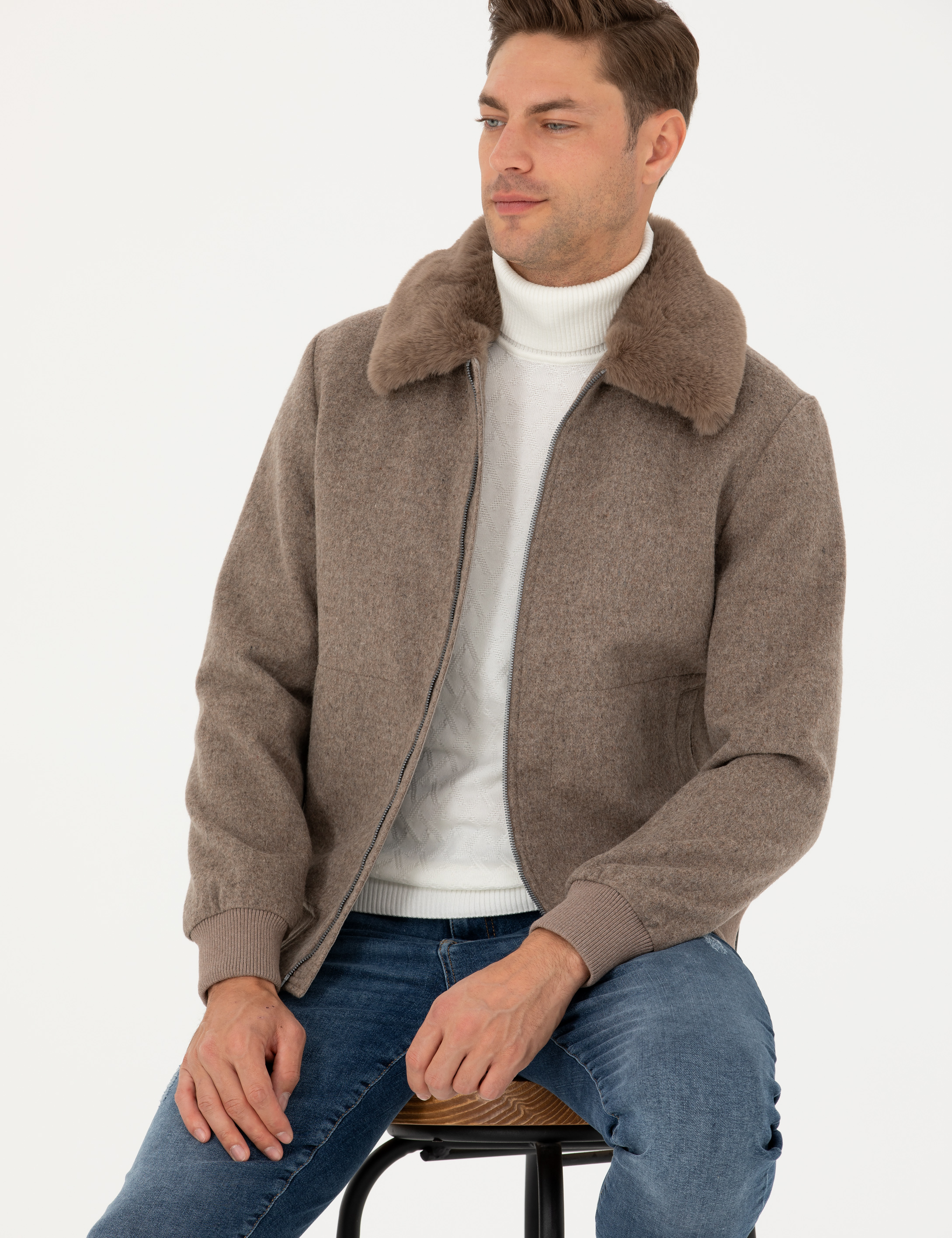 Pierre Cardin Bej Kaşe Mont görsel 3