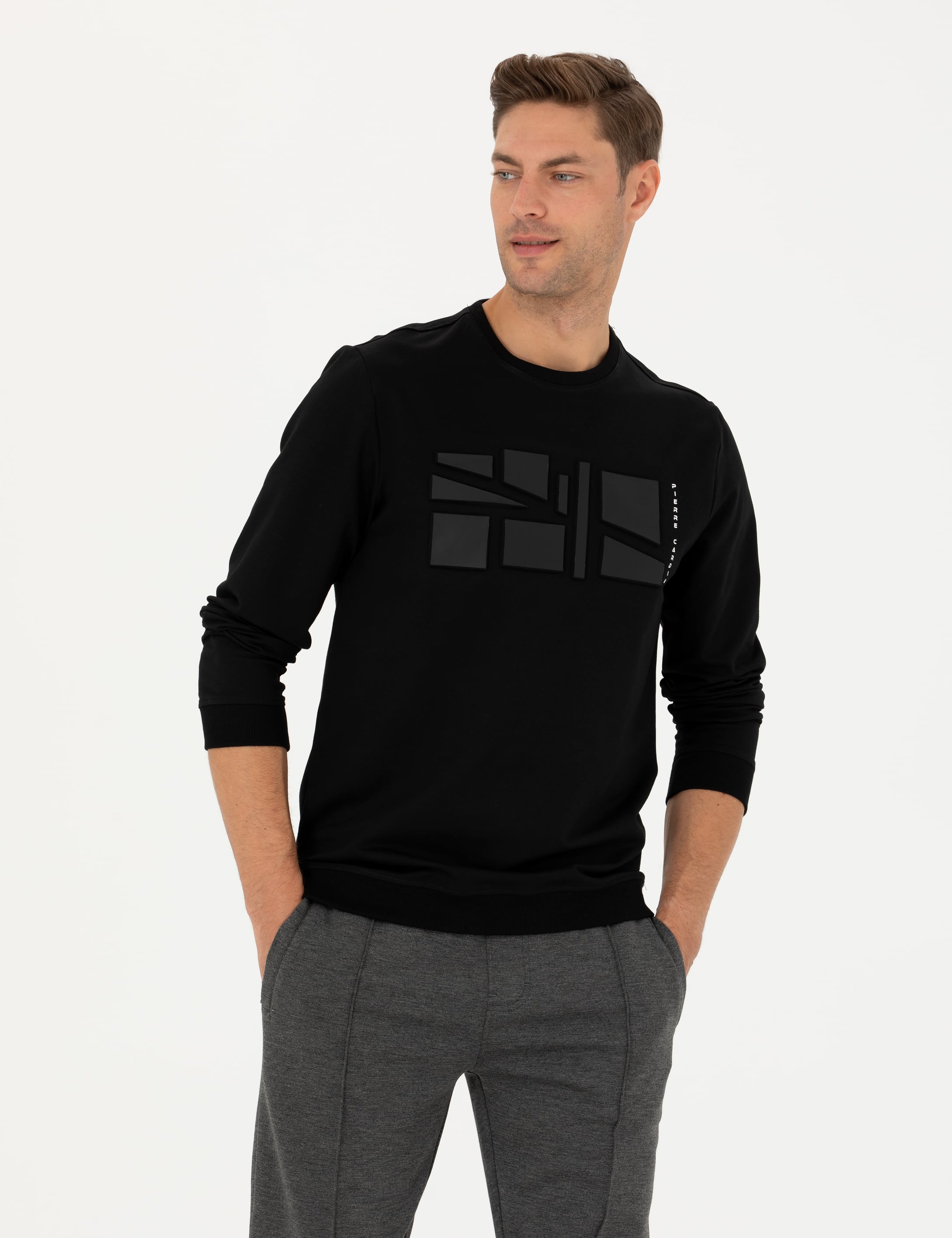 Siyah Regular Fit Sweatshirt - Image 2
