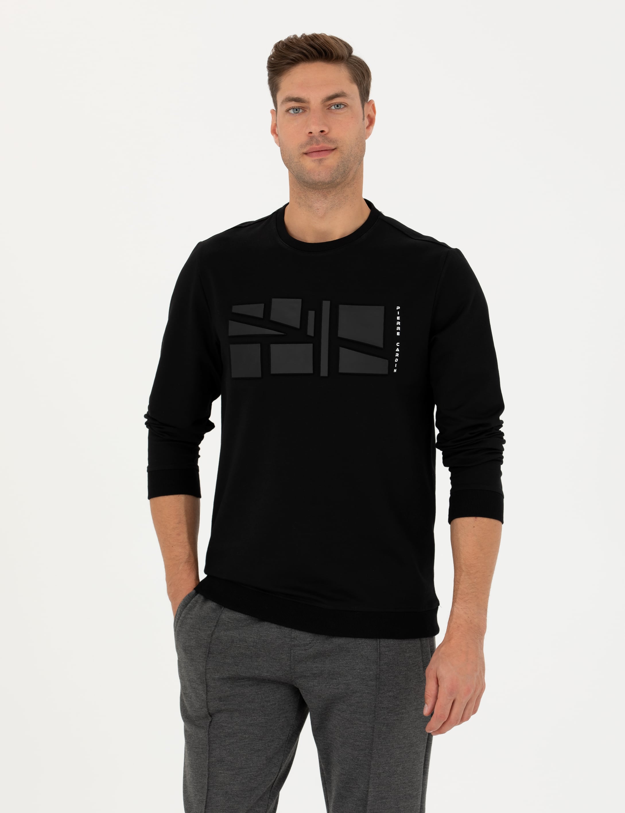 Siyah Regular Fit Sweatshirt - Image 4