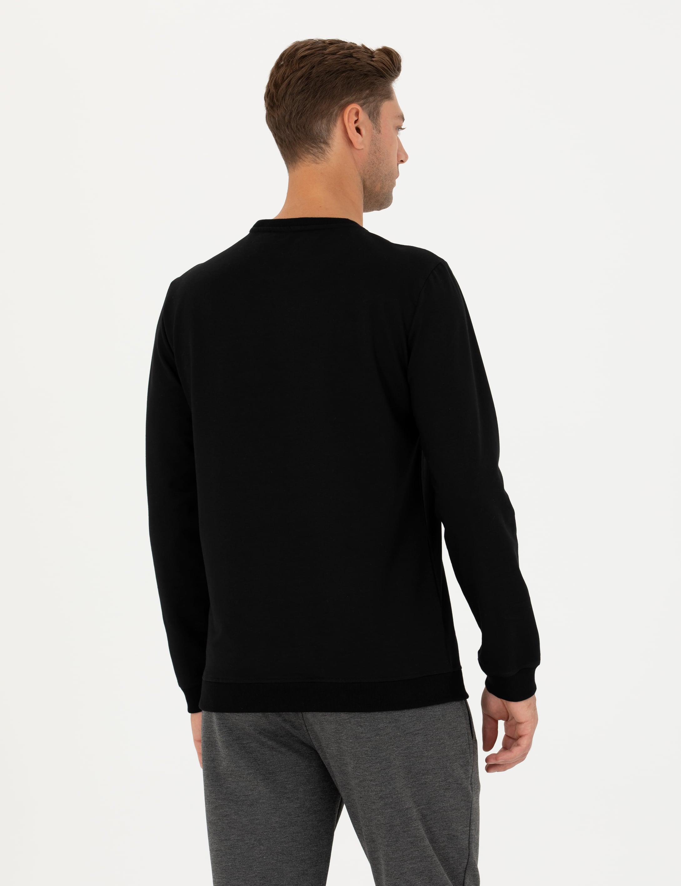 Siyah Regular Fit Sweatshirt - Image 6