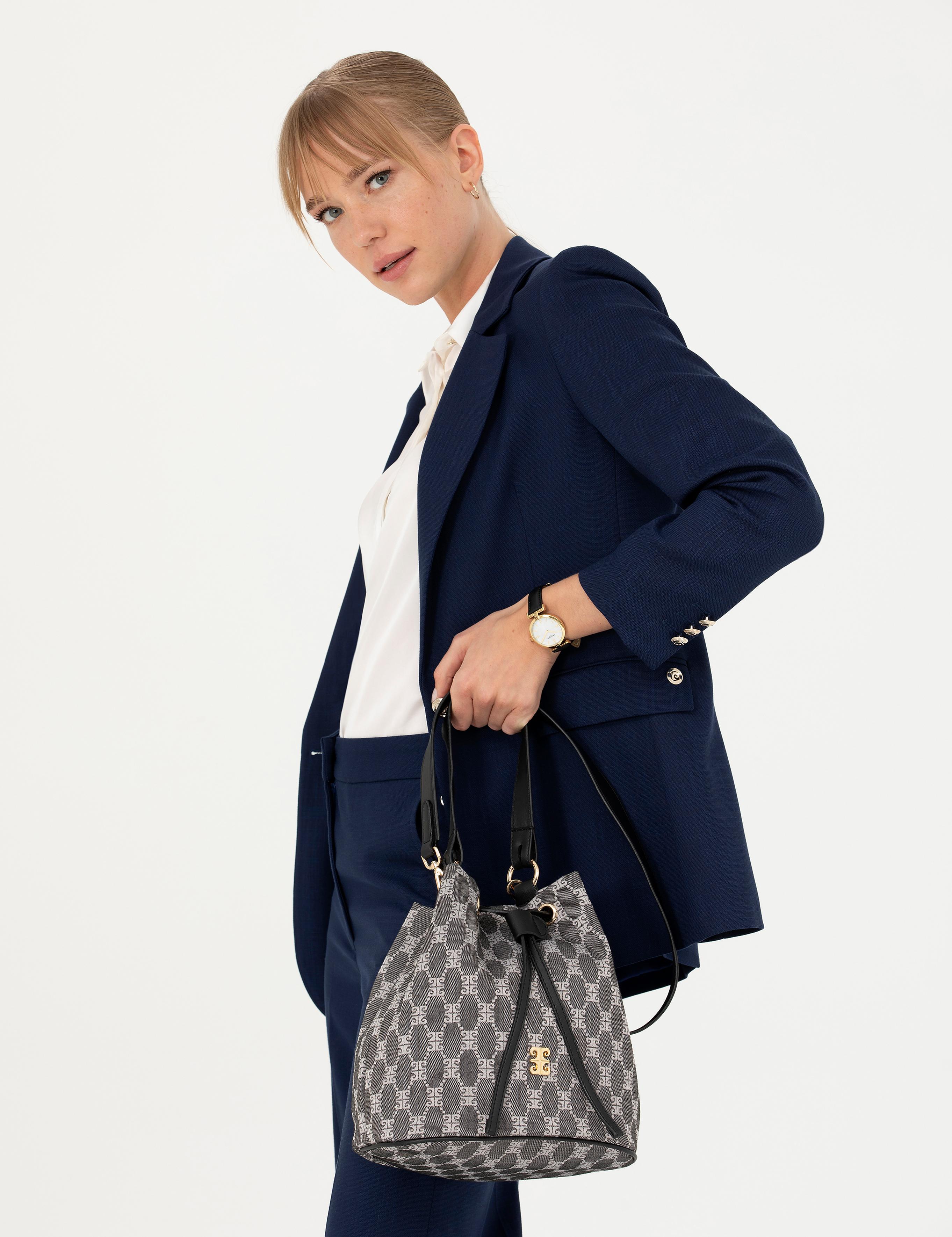 Gri Büzgülü Çanta